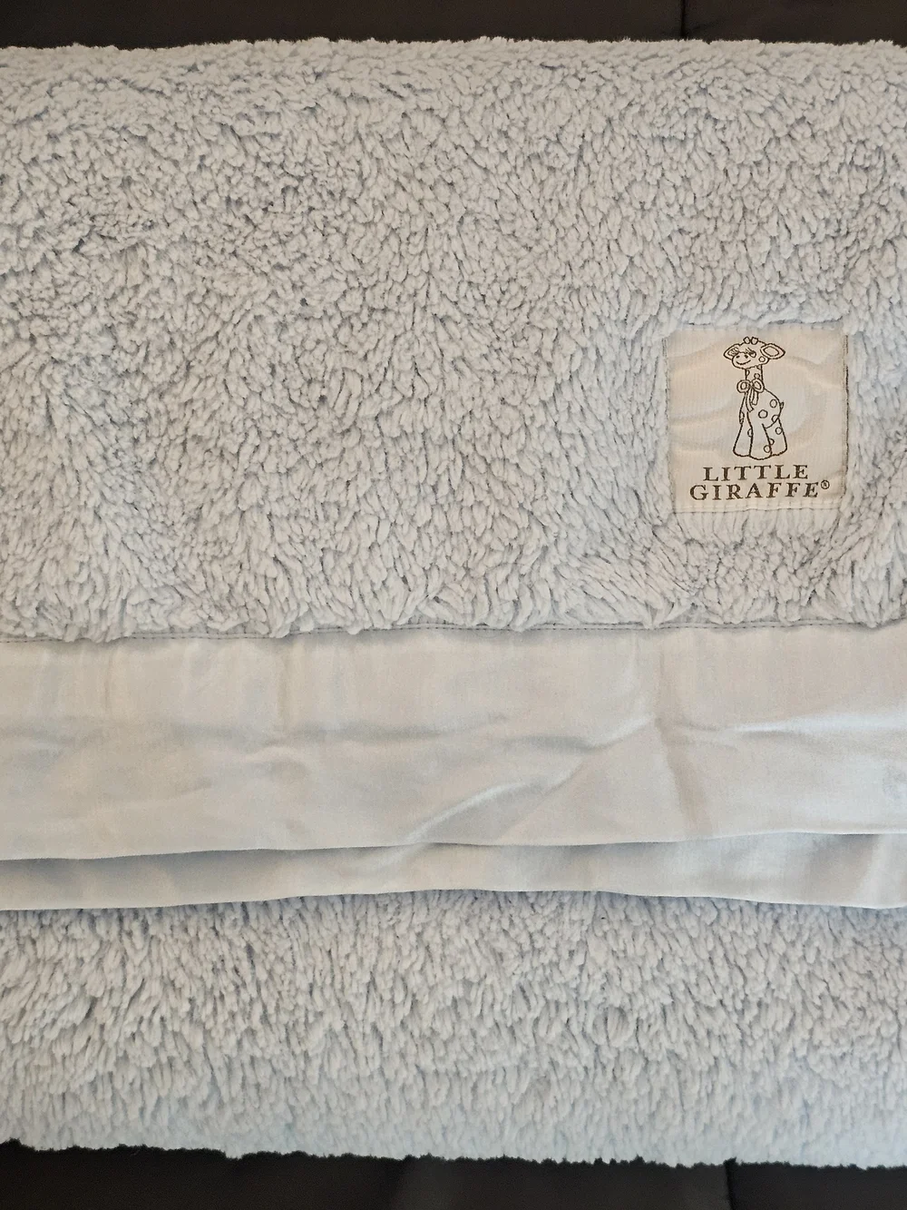 Little Giraffe Cozy Plush Baby Blanket - Light Blue 36 in X 32 in